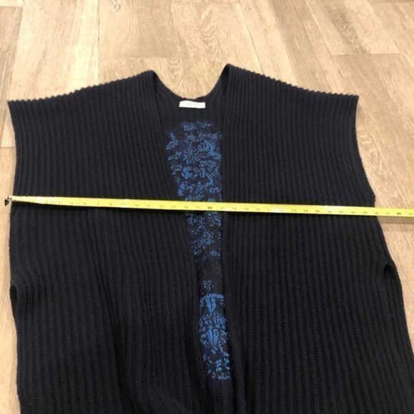 VALENTINO Garavani Floral embroidery cashmere blend poncho sweater in blue - Picture 16 of 16